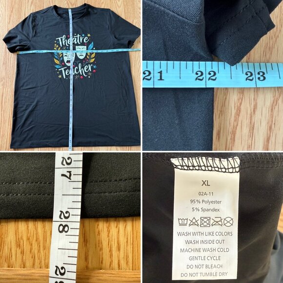 Theatre Teacher Graphic T-Shirt XL Black Short Sleeve Soft Comfortable Fit - Picture 5 of 7